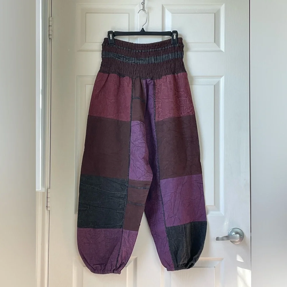 Purple Patchwork All Natural 100% Cotton Harem Pant - Picture 2 of 16